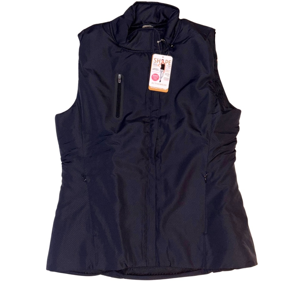Shape Active Glamper Puffer Vest Black Embossed M NWT Water Resistant